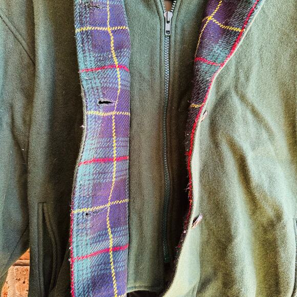 Herman Kay Dark Green Hooded Zip and Button Up Jacket - Picture 5 of 6